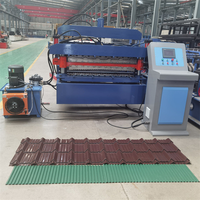 Tejado trapezoidal de la bobina de acero y rollo acanalado de la capa doble del tejado que forman la máquina
