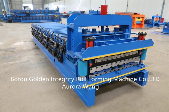 Rollo trapezoidal combinado del material de construcción de la teja de tejado de la maquinaria del material de construcción de la capa doble que forma la máquina