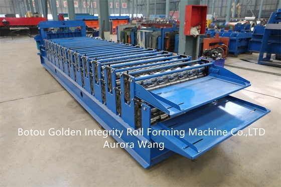 Rollo trapezoidal combinado del material de construcción de la teja de tejado de la maquinaria del material de construcción de la capa doble que forma la máquina
