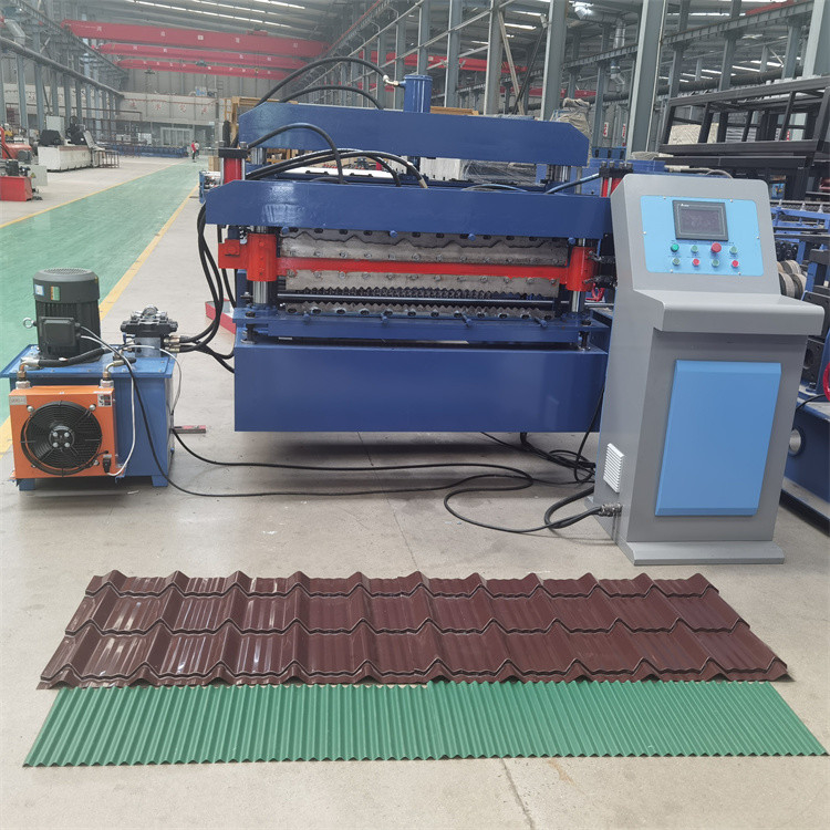 Tejado trapezoidal de la bobina de acero y rollo acanalado de la capa doble del tejado que forman la máquina